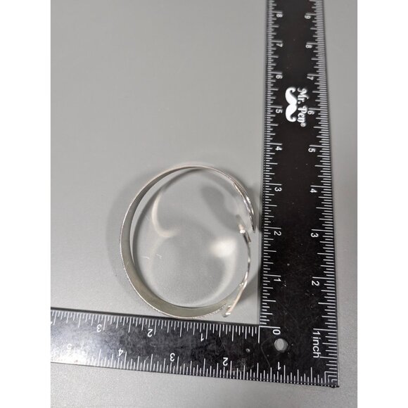 Silver Tone Cat Bypass Wrap Statement Cuff Bracelet Bold 8.5 inch - Picture 9 of 9